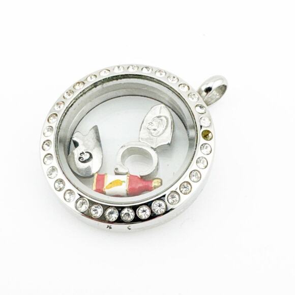 Origami‎ Owl Living Locket Pendant Silver Rhinestone Floating Charms - Picture 2 of 10